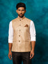 Vastramay Men's Beige Woven Nehru Jacket